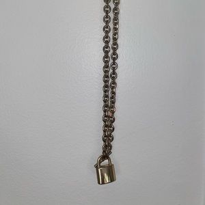 silver/gold/bronze lock necklace